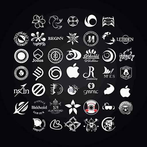 a sheet with the best logos and fonts, modern, vector,
