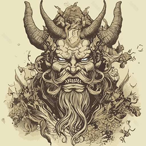 japanese demon, vector drawing
