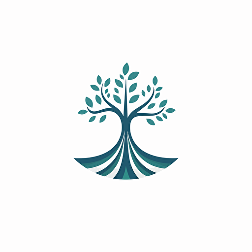 a logo, tree, water drop around the tree, vector, white background, simple, no shading detail