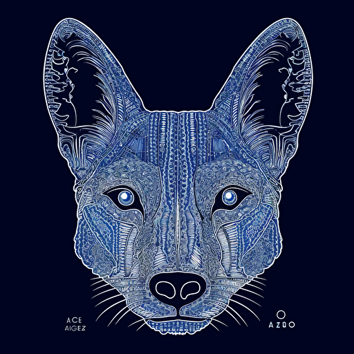 alex grey concept vector stencil of a blue heeler , black and white,