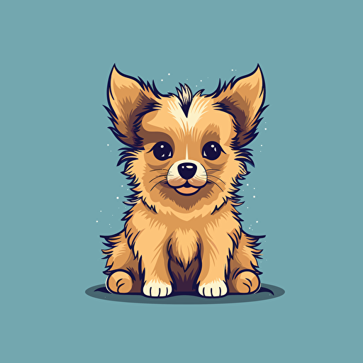 small dog illustrated vector 3 color cute modern