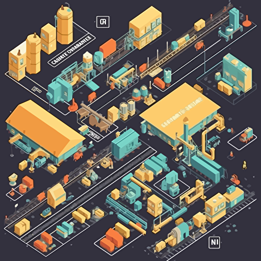Garbage collection, sorting and recycling isometric flowchart, flat vector illustration