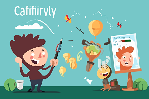creativity in vector art, cartoon style