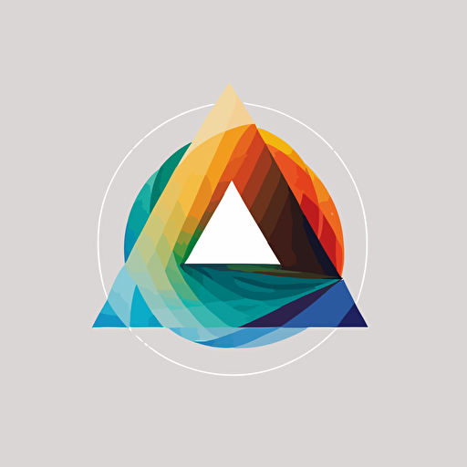 flat vector logo of triangle, gradient, audio wave form wrapped around earth, simple minimal, by Ivan Chermayeff