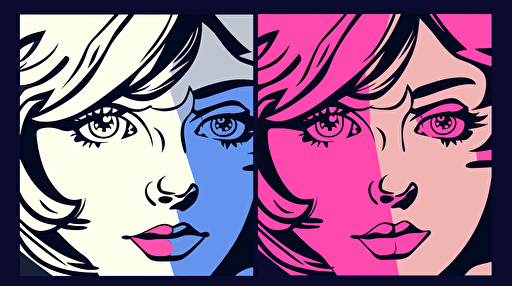pop art sticker with white outline, visualizing Age of majority, manga style, vector, minimalist, dark pink, dark blue, black and unsaturated beige, pink, violet, high detail, high resolution, perfect style, for print,