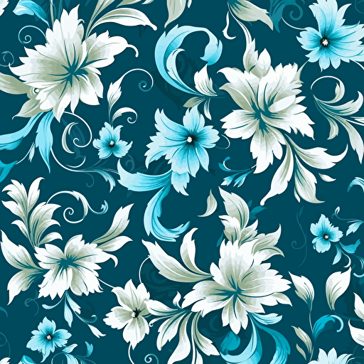 cyan and white floral vector pattern