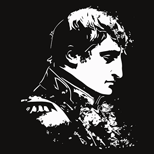 napoleon bonaparte in a vector style with no background in black and white colo