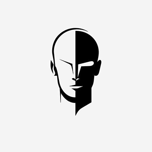 similar image about a human head, vector logo, minimalist and modern, black and white, 2D, flat