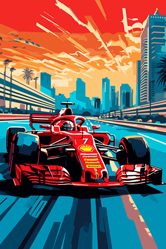 F1 car racing sport event in cartoon vector style,