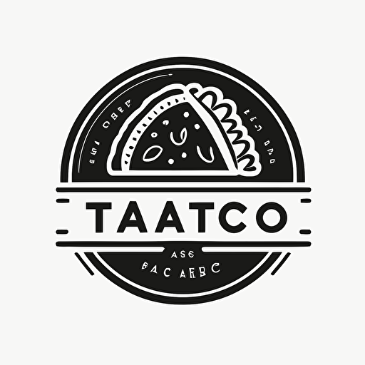 taco logo icon, simple outline, vector, clean, modern, hipster, black, white background, by Keith Herring
