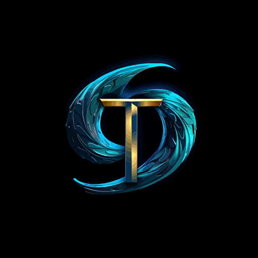 professional, dark blue color dominant, vector art logo made of two letters T like "T T", both letters present and visible on the logo, both letters T combined together creatively, pure black background