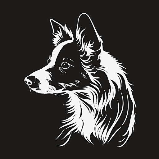 A logo of a dog in a vector style that looks simple without a background with the colors black and white