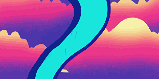 a cartoon vector style illustration of the loch ness monster, bright neon 80s inspired colours, paper texture with grain