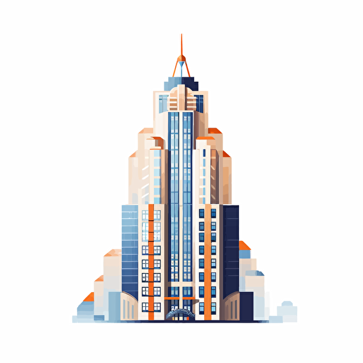 vector, 2d, carton skyscraper profile, illustrator style, minimalist, flat, whitebackground