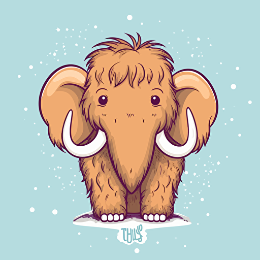 cute woolly mammoth kawaii style, vector clipart