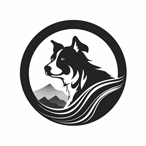 vector logo for fundraising walk for dog rescue organization. Black, white, and grayscale.