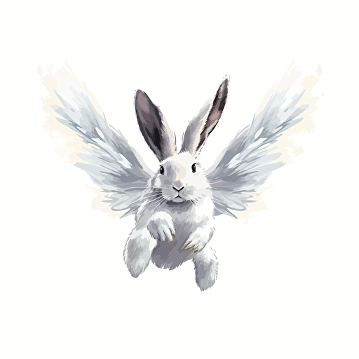 bunny, vector art, white backround, flying bunny