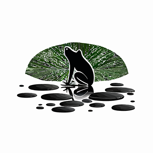 minimalist iconic logo of a frog sitting on a Lilly pad, black vector, on white background