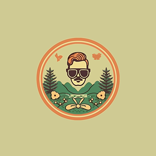 a pharmacutical logo that incorporates elements of nature and the symbol of infinity. Vector. Optimistic. Wes Anderson style.