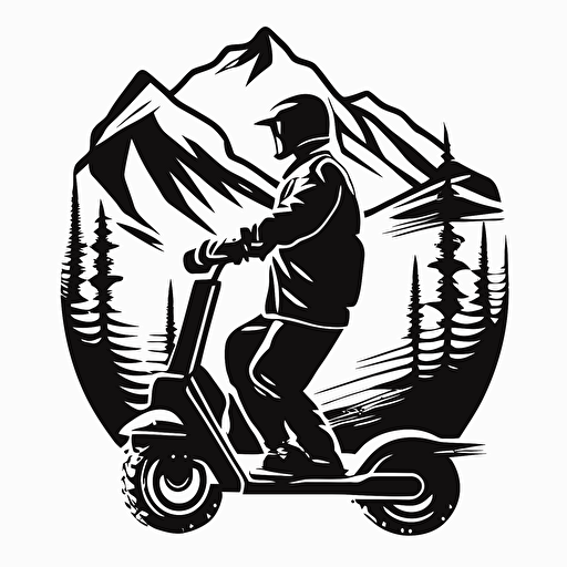 all-terrain scooter logo, black and white, vector, no text