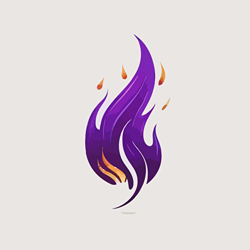 minimalist, logo, flat, small flame, white background, purple, vector, no shadows