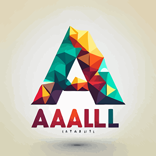 Simple logo design of letters “AI”, flat 2d, vector, company logo, low poly