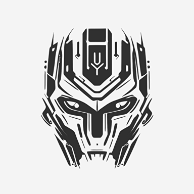 vector tech company logo of front face of a futuristic robot face looking forward but very simple and minimalistic hyper minimalistic and professional