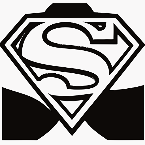 superman logo outline, black, simple, vector, white background