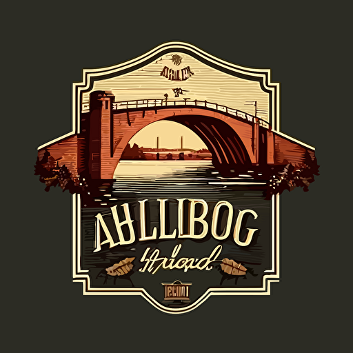 logo for the allanburg brewing co, vector image large bridge and beer in imagery