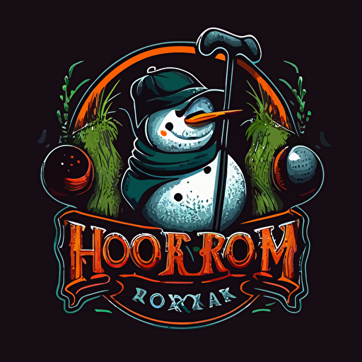 vector logo, detailed, golf team named hook'r and snowmen
