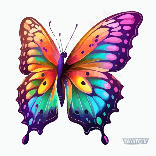 Butterfly isolated on a white background flat vector no gradient bright for 10 year old girls in the style of my little pony