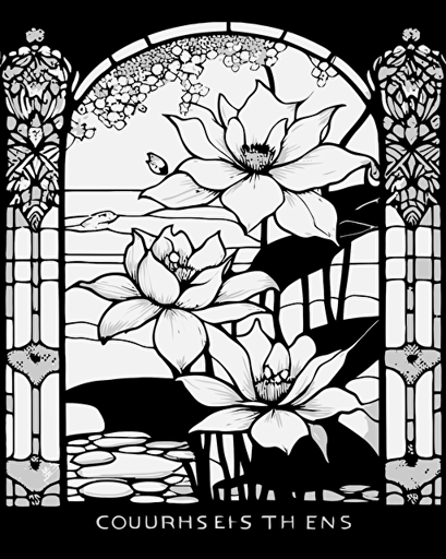 bellos campos japoneses by Louis Comfort Tiffany black and white for coloring page, vector, low detail,