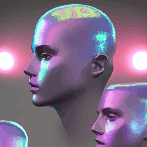 3d render holographic human robotic bust glossy iridescent bust surrealistic 3d illustration human non binary non binary model 3d model human cryengine holographic texture holographic material holographic rainbow concept cyborg artificial intelligence