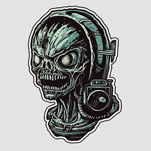 Demonic Alien,Horror, VHS Horror, VHS, Sticker, 80s horror comic art, Vector,