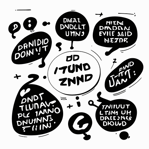 A clean and simple thought bubble showing a few jumbled runic symbols, indicating mental confusion from the Dazed condition, black and white, vector, flat, svg, dnd style