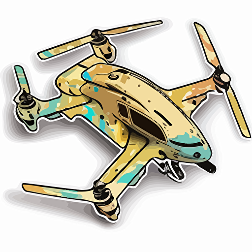 sticker, color, drone, contour, vector, white background