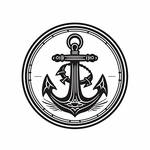 very simple and clean black anchor logo, vector, 2d, lineart, white background