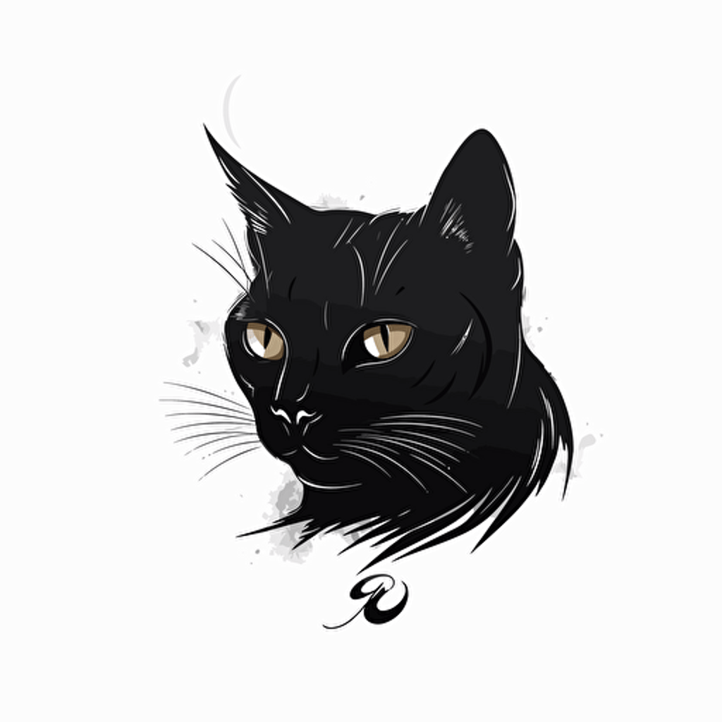 vector, logo design, white background, cat black, 6144x6144