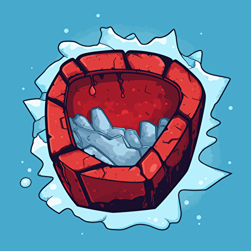 a frozen liver surrounded by ice, simple vector art
