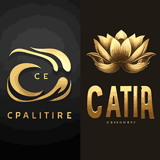 create therapist Vector logo with lotus flower and and the letter CG in Gold
