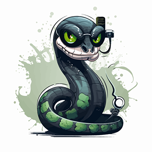 cool cobra, detailed, cartoon style, 2d clipart vector, creative and imaginative, hd, white background