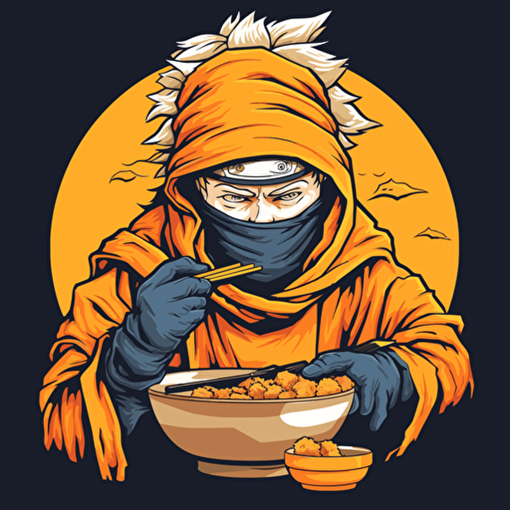 clean minmial naruto eating ramen in vector art style