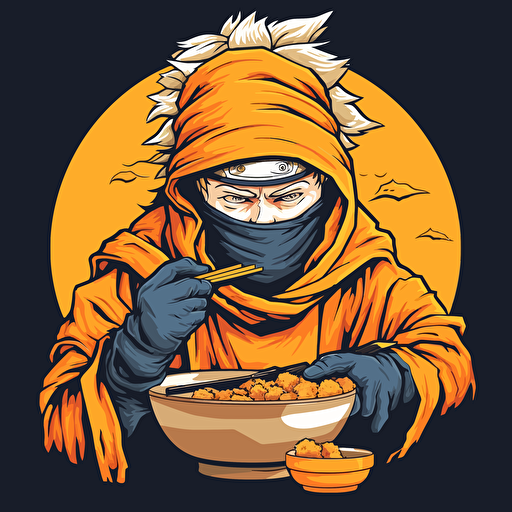 clean minmial naruto eating ramen in vector art style
