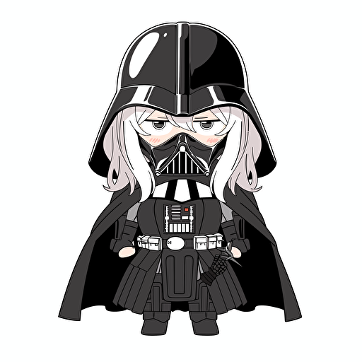 A LGTBIQ female darth vader, goofy looking, smiling, minimalistic, flat light, white background, vector art