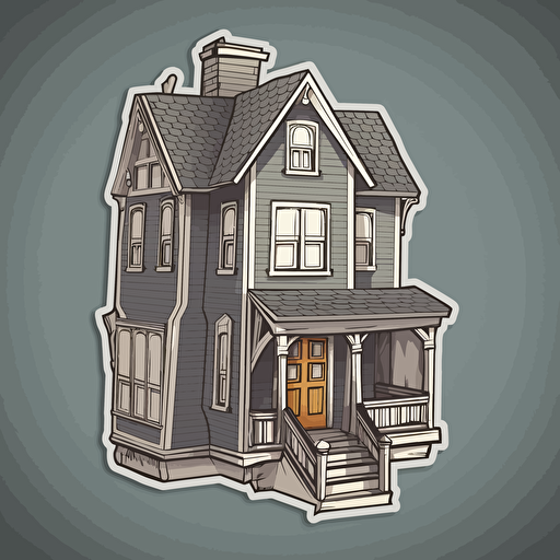 house 2d simple die-cut sticker vector art