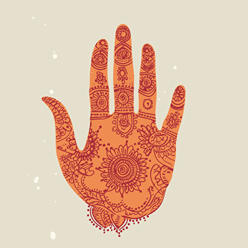 flat art vector hand with henna
