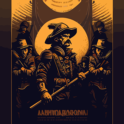 rembrandt the nightwatch in soviet propaganda poster style, vector art, minimalistic