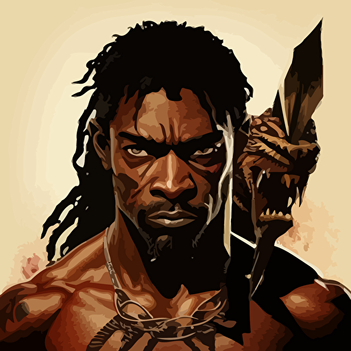 a black skinned prehistoric man with its toothsaber tiger, vector style