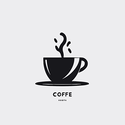 flat, 2d, coffee, vector minimalist modern coffee logo, black and white, simple, modern, minimal, coffee product company logo