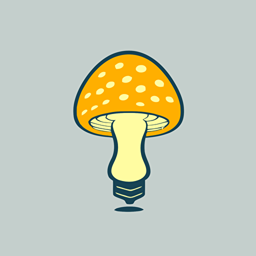 a simple 2-color vector logo of a mushroom lightbulb
